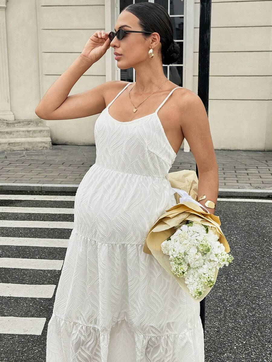 Maternity Sleeveless Solid Color Dress, Fashionable For Summer Woman S Summer Clothes  Maternity Dress  Vacation