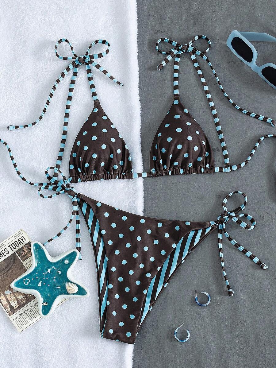 Costavie Fashionable & Sweet Shoulder-Tie Side Bow Knot Wireless Removable Padded Sexy Women Bikini Swimwear 2-Piece Set