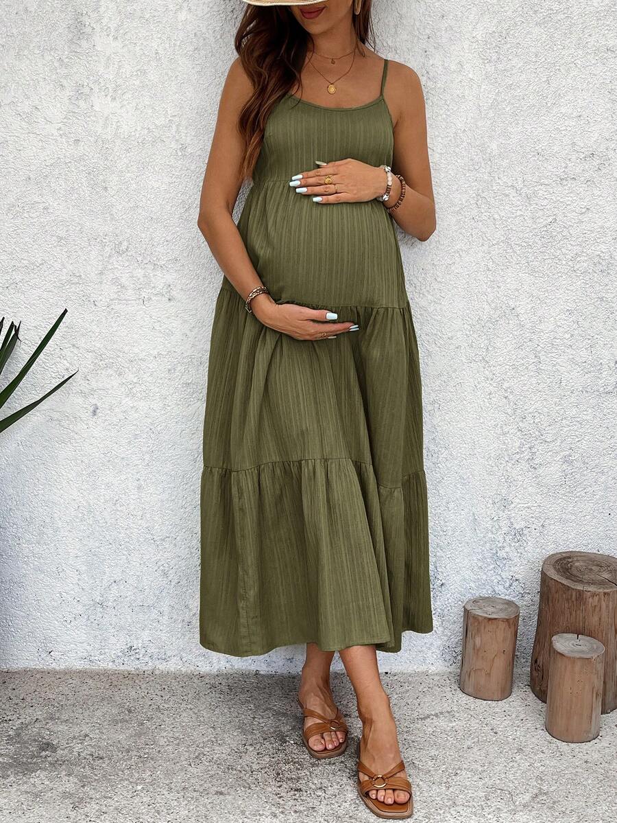 Maternity Sleeveless Solid Color Dress, Fashionable For Summer Woman S Summer Clothes  Maternity Dress  Vacation