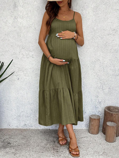 Maternity Sleeveless Solid Color Dress, Fashionable For Summer Woman S Summer Clothes  Maternity Dress  Vacation