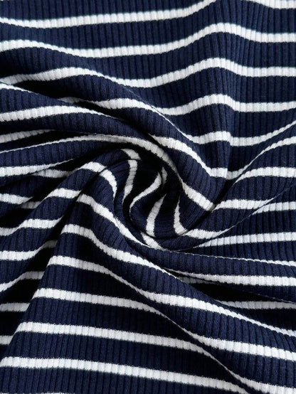 Maternity Striped Tank Midi Dress - Round Neck, Bow Detail, Sleeveless, Black and White