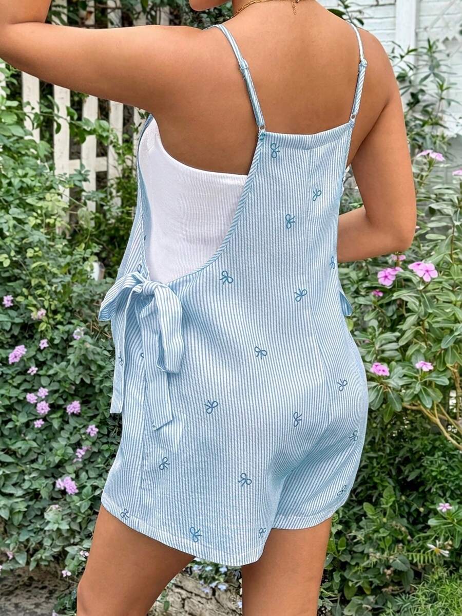 Maternity Bowknot Strap Jumpsuit