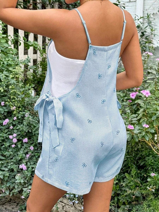 Maternity Bowknot Strap Jumpsuit