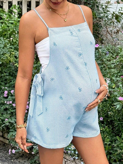 Maternity Bowknot Strap Jumpsuit