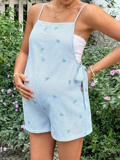 Maternity Bowknot Strap Jumpsuit