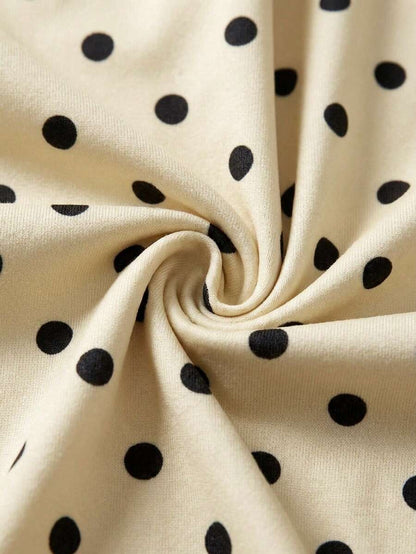 Polka Dot Maternity Twist Front Asymmetric Neck T-Shirt - Sleeveless Lace Up Split Sleeve Stylish Holiday Top