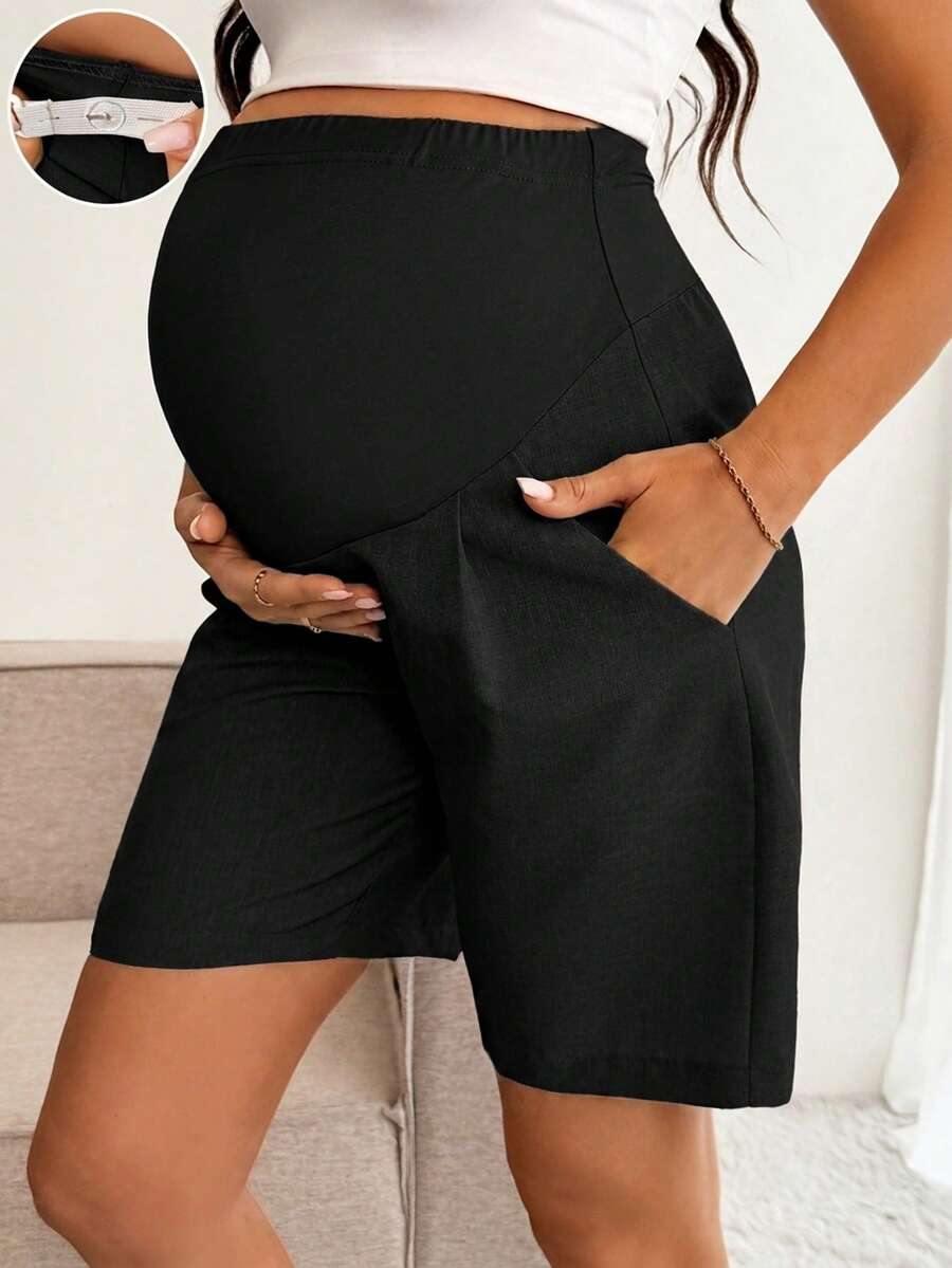 Maternity Casual High Waist Shorts - Summer Holiday Soft Stretch Lightweight Breathable, Daily Wear