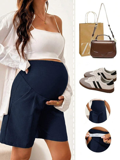 Maternity Casual High Waist Shorts - Summer Holiday Soft Stretch Lightweight Breathable, Daily Wear