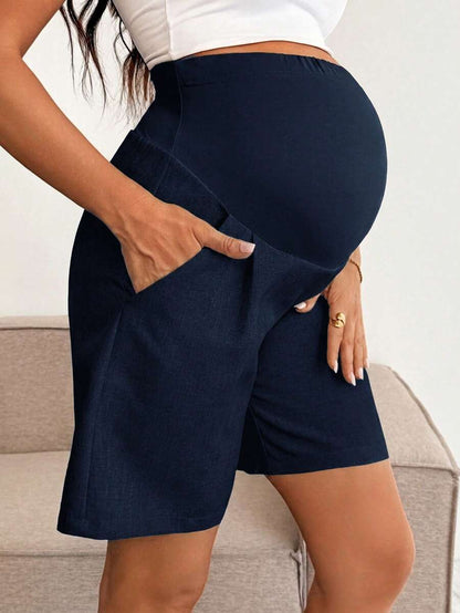 Maternity Casual High Waist Shorts - Summer Holiday Soft Stretch Lightweight Breathable, Daily Wear