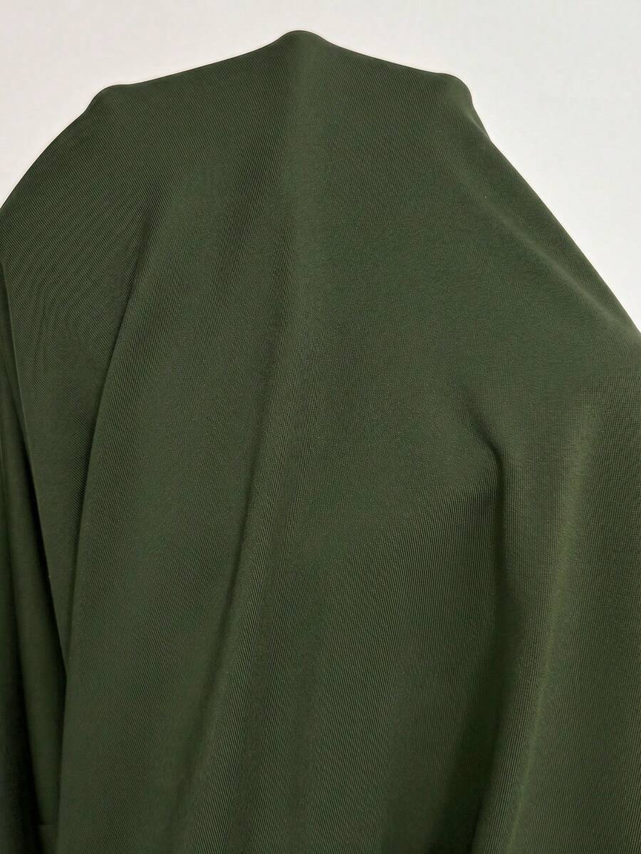 Maternity Bodycon Long Dress - Round Neck, Short Sleeve, Slim Fit, Pencil Hem, Army Green