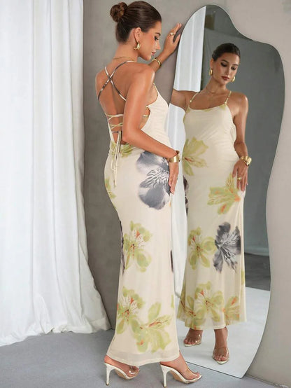 Maternity Dress Summer Elegant Blue Butterfly Print,Babyshower Apricot Highly Elastic Pregnant Clothes,Floral Spaghetti Strap Backless Dress For Women