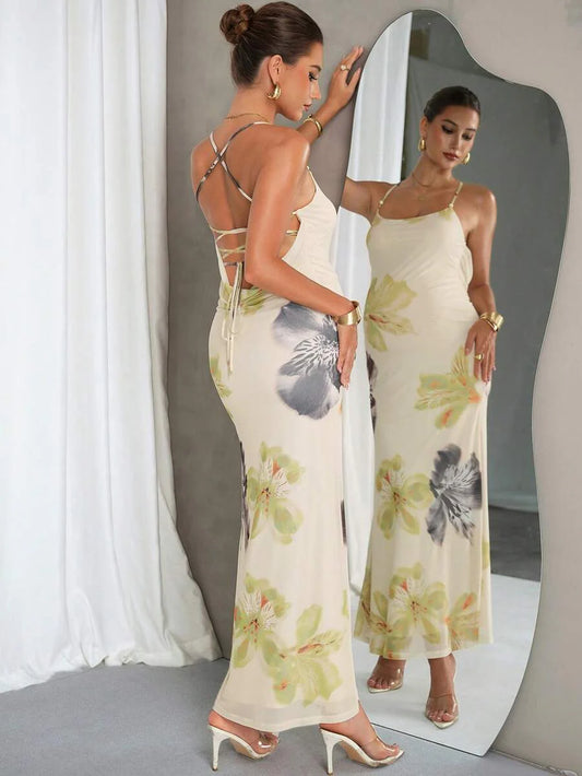 Maternity Dress Summer Elegant Blue Butterfly Print,Babyshower Apricot Highly Elastic Pregnant Clothes,Floral Spaghetti Strap Backless Dress For Women