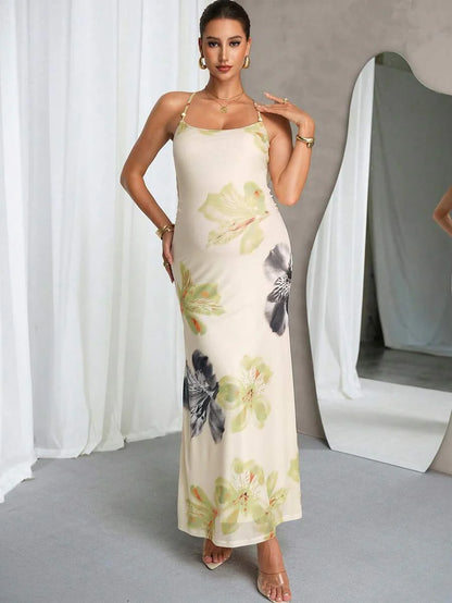 Maternity Dress Summer Elegant Blue Butterfly Print,Babyshower Apricot Highly Elastic Pregnant Clothes,Floral Spaghetti Strap Backless Dress For Women