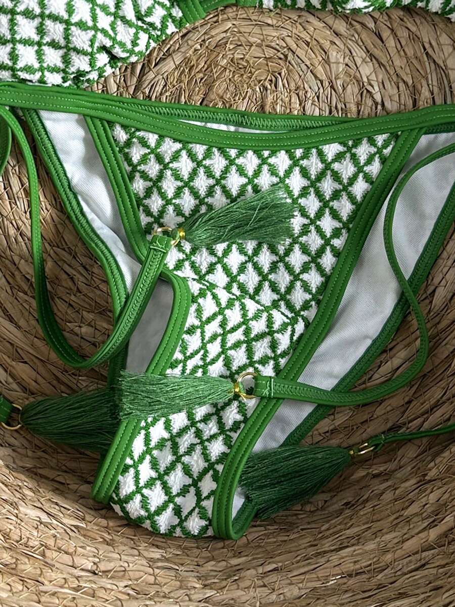 Swim Vcay Women's Summer Vacation Beach Paisley Print Halter Neck Bikini Set