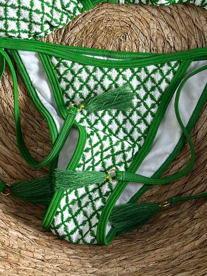 Swim Vcay Women's Summer Vacation Beach Paisley Print Halter Neck Bikini Set