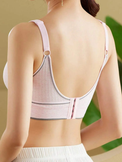 Pink Front-Open Seamless Wireless Nursing Bra - High Stretch Push Up Maternity Bralette for Breastfeeding and Pregnancy Support
