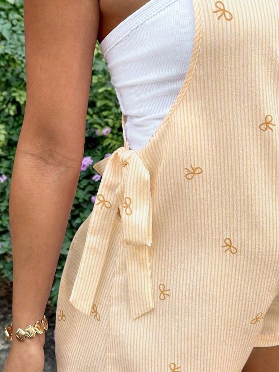 Maternity Bowknot Strap Jumpsuit