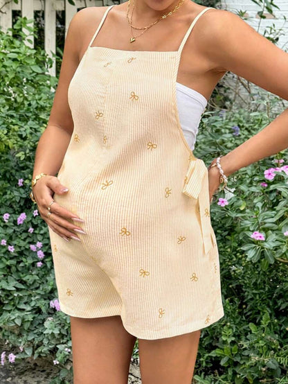 Maternity Bowknot Strap Jumpsuit