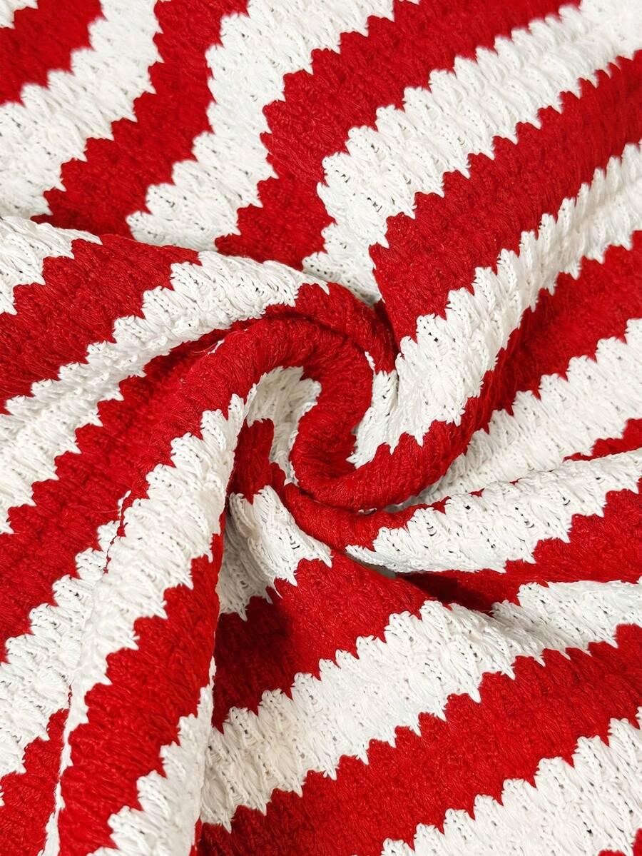 Red Striped Halter Maternity Jumpsuit - Backless Bow Detail Night Out Unitard - Skinny Fit High Waist Summer Romper