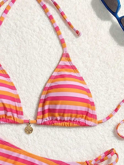 Swim Vcay Women's Summer Beach Floral Print Halter Tie Sexy Bikini Set, Random Print