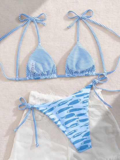 Costavie Fashionable & Sweet Shoulder-Tie Side Bow Knot Wireless Removable Padded Sexy Women Bikini Swimwear 2-Piece Set