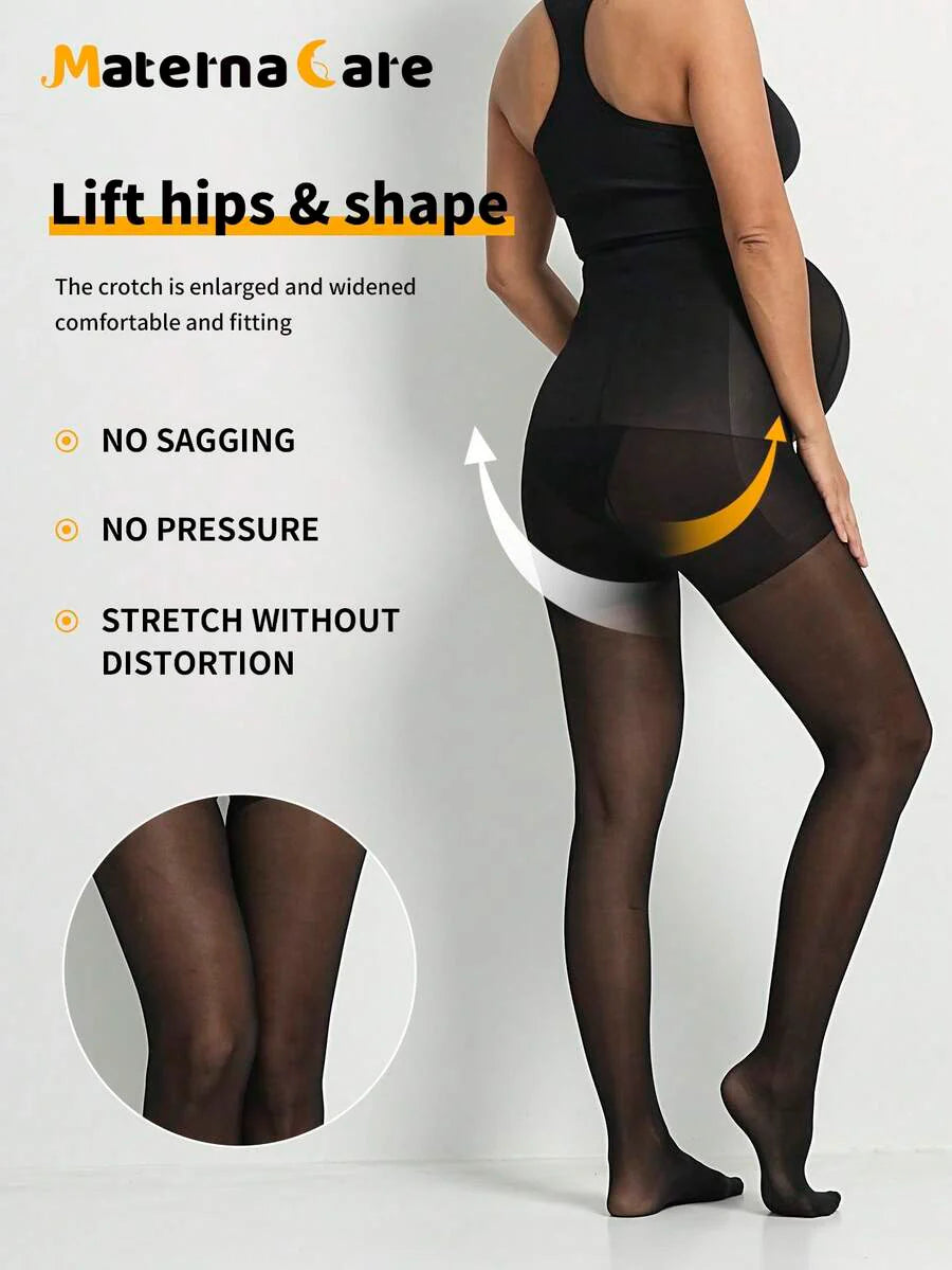 Maternity Leggings - Classic Solid Color 80D Semi Sheer Nylon Belly Support Soft, Daily Wear