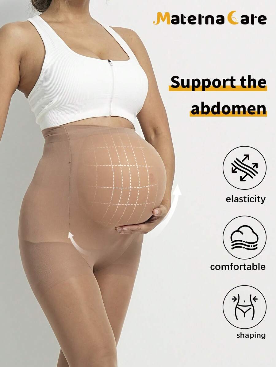 Maternity 80D Semi-Sheer Nylon Tights - Classic Solid Color Daily Leggings