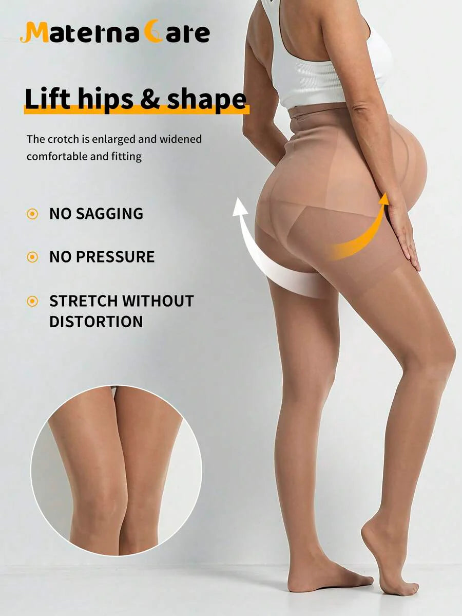 Maternity 80D Semi-Sheer Nylon Tights - Classic Solid Color Daily Leggings