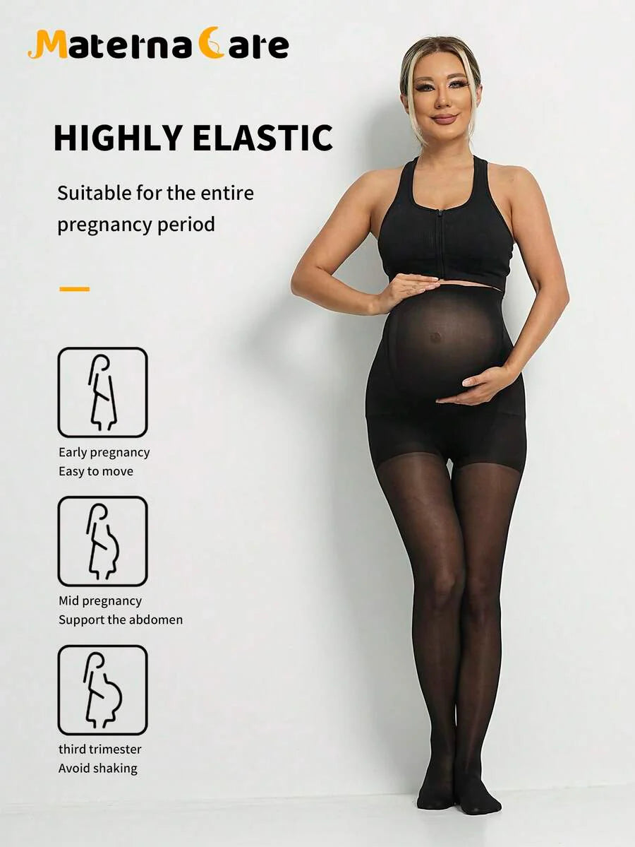 Maternity 80D Semi-Sheer Nylon Tights - Classic Solid Color Daily Leggings