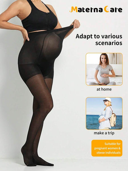 Maternity Leggings - Classic Solid Color 80D Semi Sheer Nylon Belly Support Soft, Daily Wear