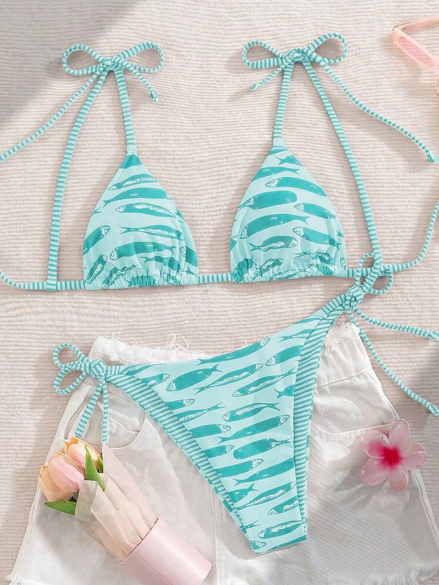 Swim Vcay Fashionable & Sweet Shoulderless Bikini With Side Bow, Wire-Free & Removable Pad, Sexy Women 2 Pieces Swimsuit For Beach & Airport For Summer Beach Vacation