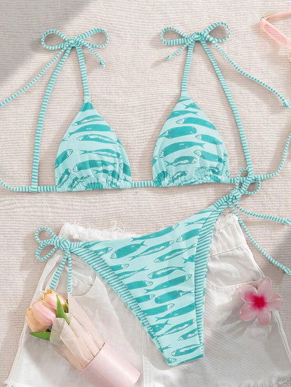 Costavie Fashionable & Sweet Shoulder-Tie Side Bow Knot Wireless Removable Padded Sexy Women Bikini Swimwear 2-Piece Set
