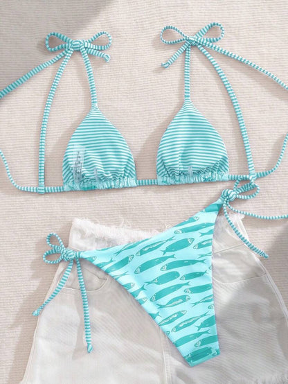 Costavie Fashionable & Sweet Shoulder-Tie Side Bow Knot Wireless Removable Padded Sexy Women Bikini Swimwear 2-Piece Set