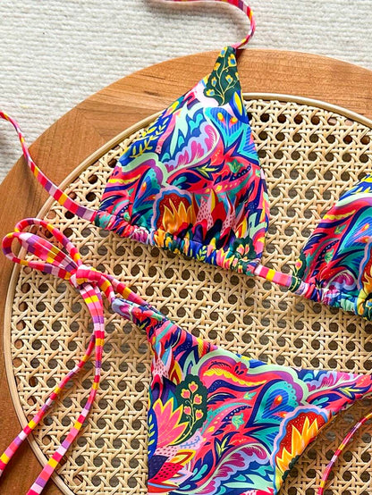 Swim Vcay Women's Solid Color Halter Tie Backless Sexy Thong Bikini Set Bikini Triangle Lemon Bikini Yellow Bathing Suits Light Yellow Bikini String Bikini Set