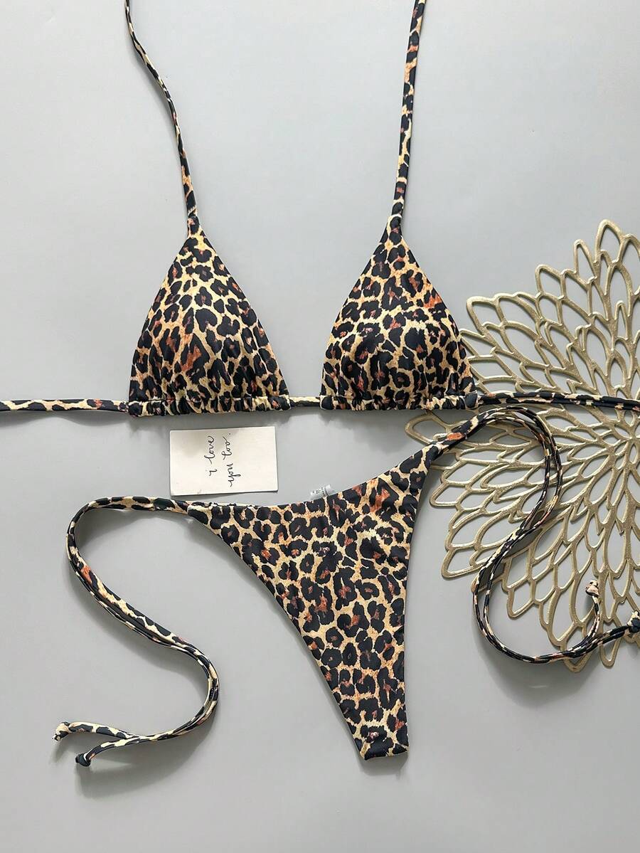 Swim Vcay Women's Solid Color Halter Tie Backless Sexy Thong Bikini Set Bikini Triangle Lemon Bikini Yellow Bathing Suits Light Yellow Bikini String Bikini Set