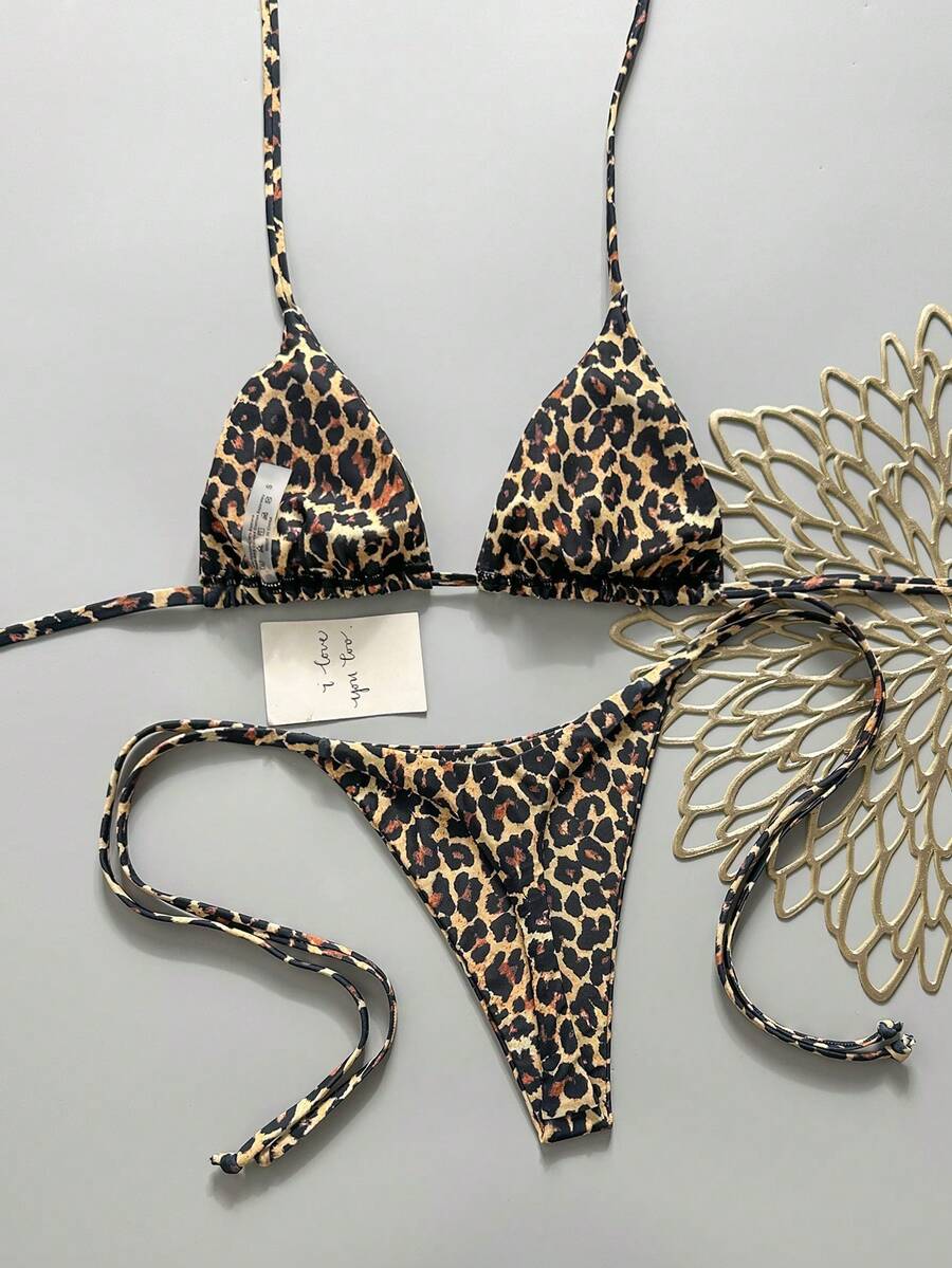 Swim Vcay Women's Solid Color Halter Tie Backless Sexy Thong Bikini Set Bikini Triangle Lemon Bikini Yellow Bathing Suits Light Yellow Bikini String Bikini Set