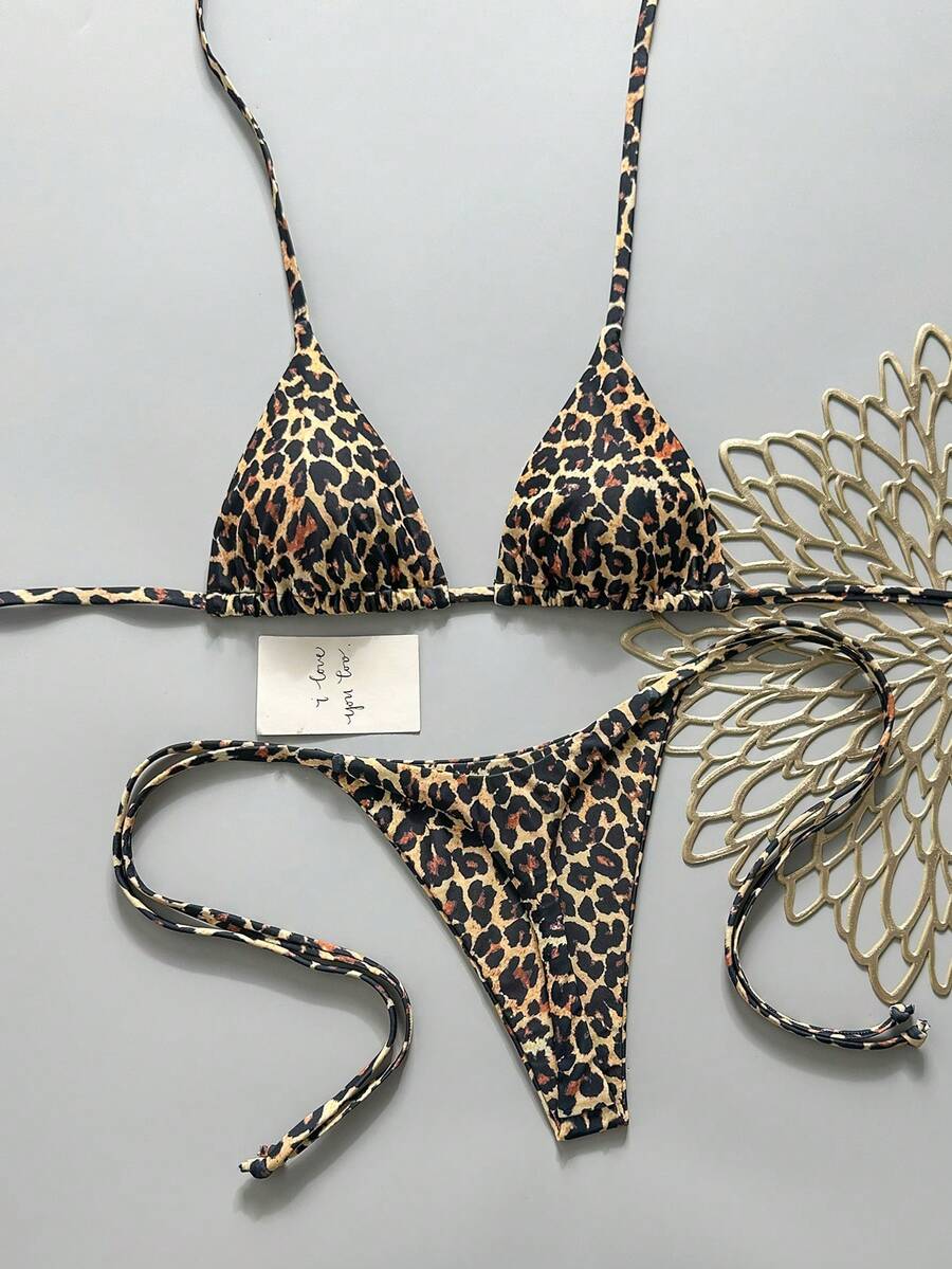 Swim Vcay Women's Solid Color Halter Tie Backless Sexy Thong Bikini Set Bikini Triangle Lemon Bikini Yellow Bathing Suits Light Yellow Bikini String Bikini Set