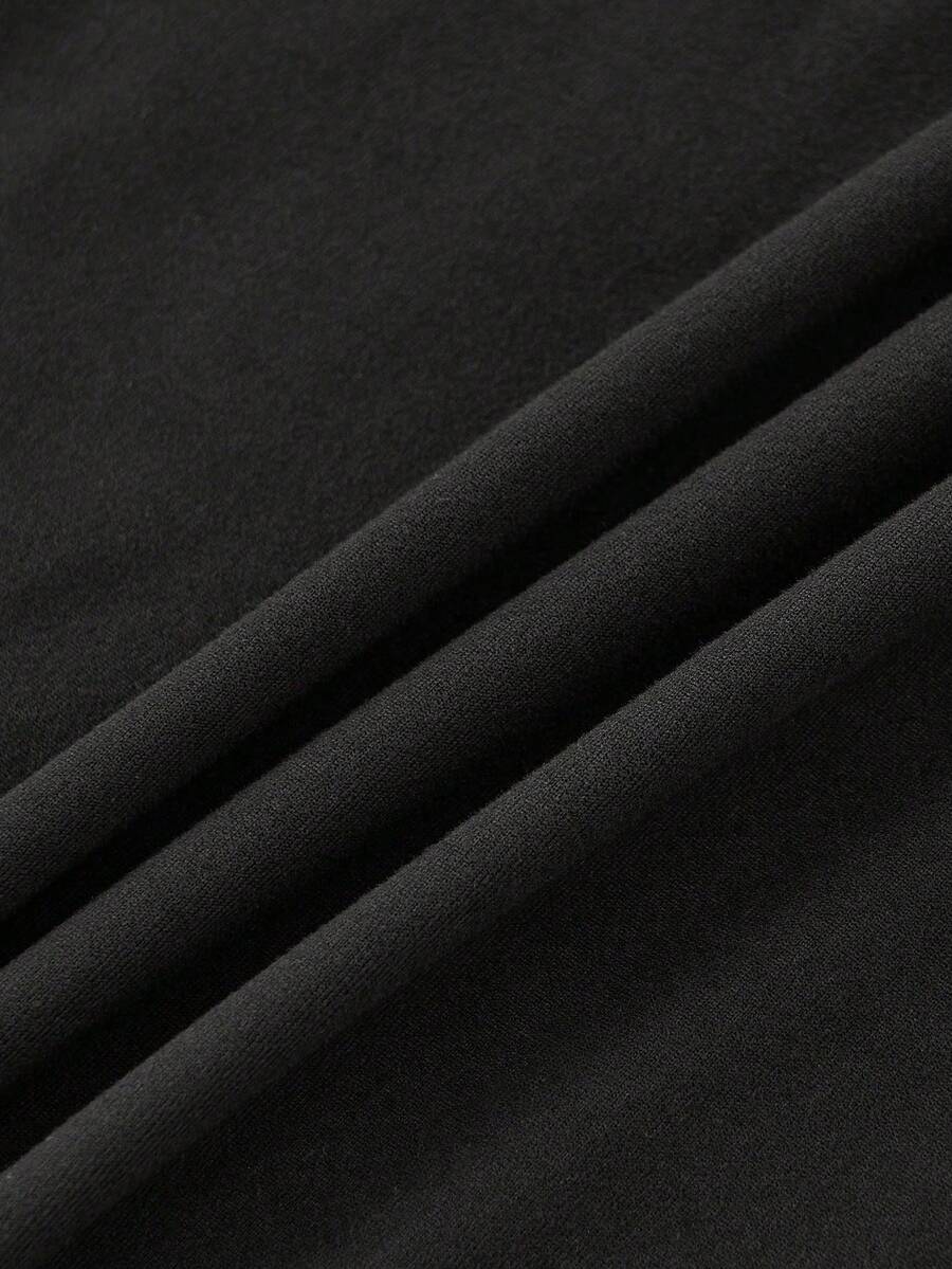 Parara Pregnant Women Deep V-Neck Short Sleeve High Elasticity Ribbed Knit Bodysuit Black