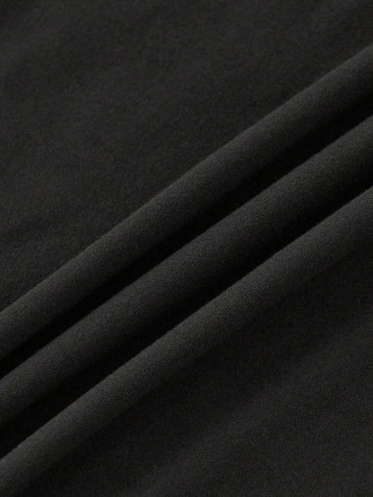 Parara Pregnant Women Deep V-Neck Short Sleeve High Elasticity Ribbed Knit Bodysuit Black