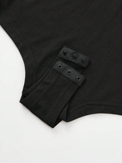 Black Maternity Sleeveless Bodysuit – V-Neck Stretch Fit