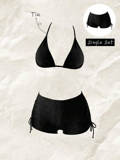 Swim Vcay Summer Beach Drawstring Side Bikini Bottom