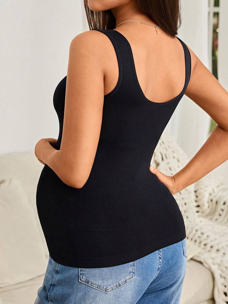 Elegant Seamless Maternity Shapewear Top - High Elasticity Daily Wear