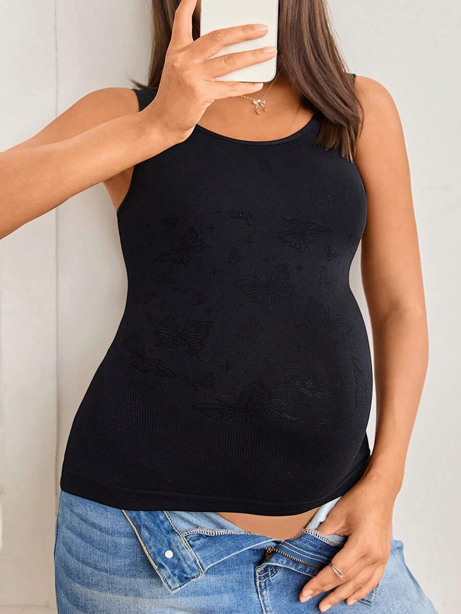 Elegant Seamless Maternity Shapewear Top - High Elasticity Daily Wear