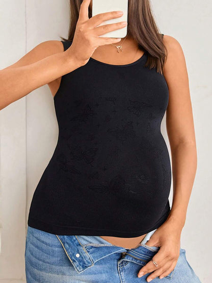 Elegant Seamless Maternity Shapewear Top - High Elasticity Daily Wear