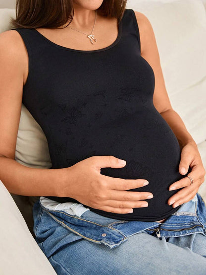 Elegant Seamless Maternity Shapewear Top - High Elasticity Daily Wear