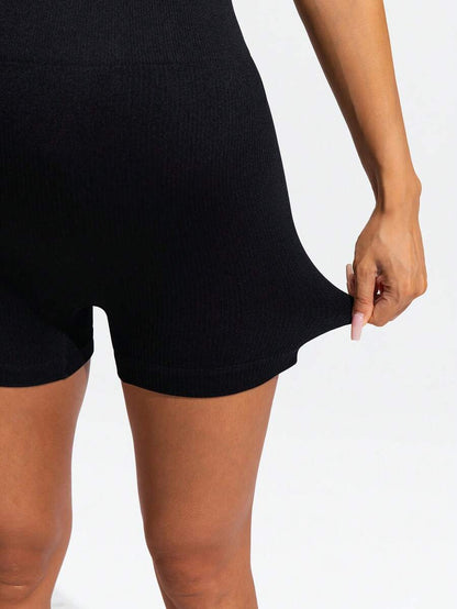 null  Pants Body:Unlined  Closure Type:Elastic Waist  Details:Rib-Knit  Neckline:Scoop Neck  Pattern Type:Graphic  Pants Length:Mini Shorts  Style:Casual  Waist Line:High Waist  Occasion:Sports  Hem Shaped:Tight Hem  Pants Material:Knitted Fabric  Lined F