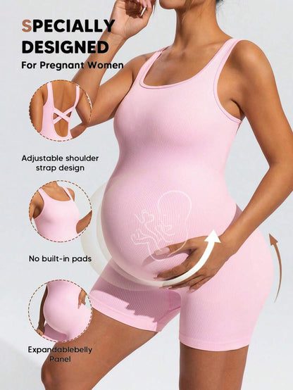 Maternity Solid Color Camisole & Shorts Set