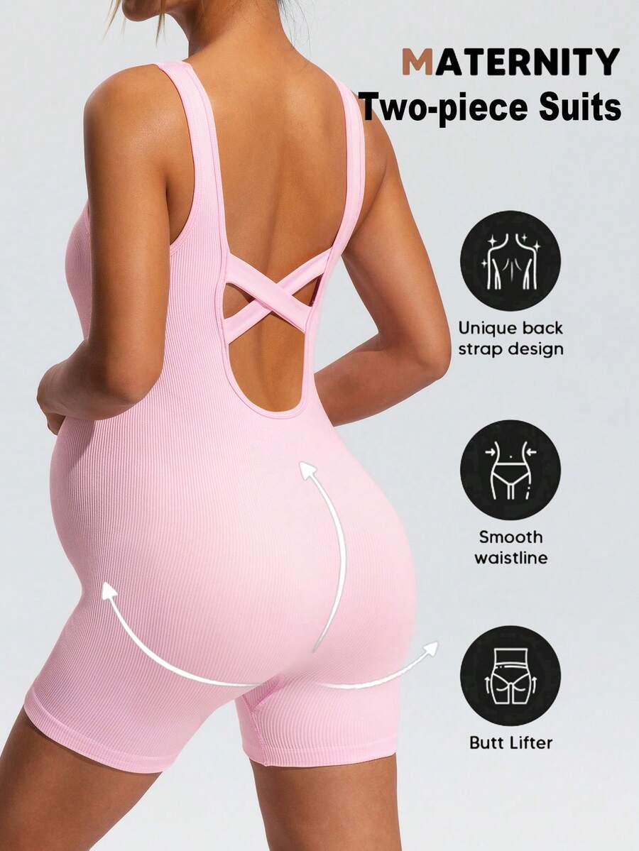 Maternity Solid Color Camisole & Shorts Set