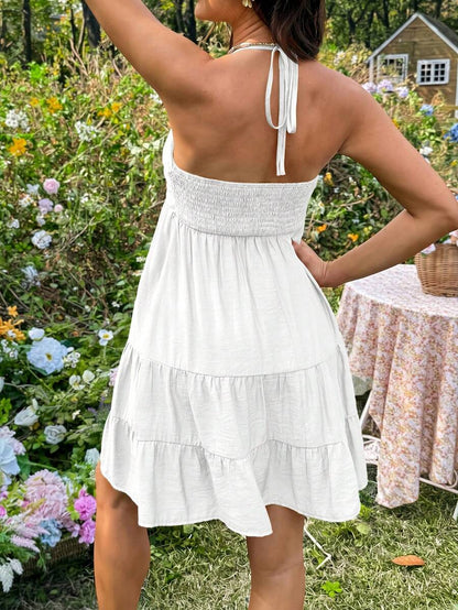 Maternity Vacation Solid Color Ruffle Hem Halter Neck Dress Green Maternity Dress Baby Shower Maternity Sundress Green Sundress Green Summer Dress Green Vacation Dress