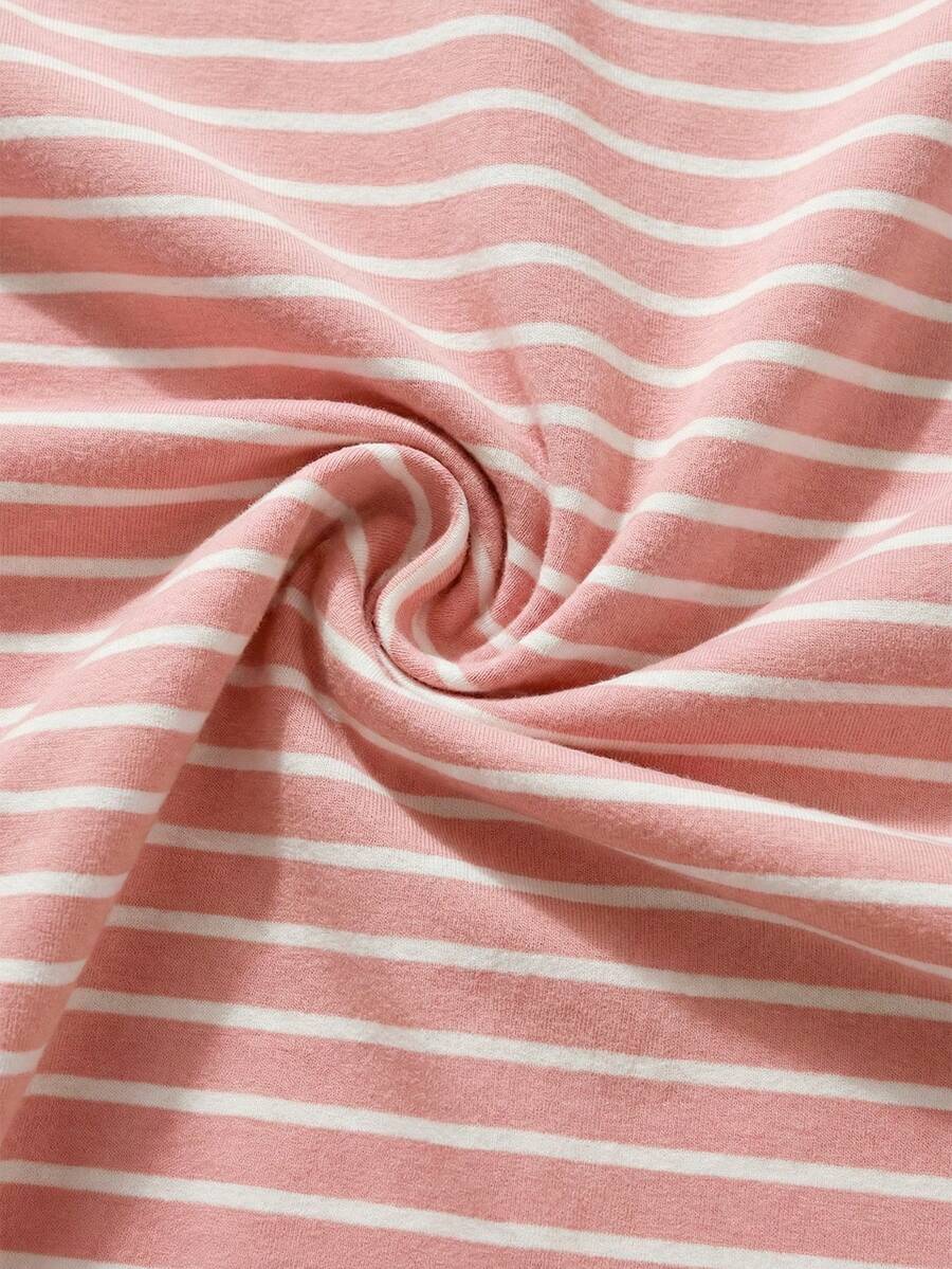 Maternity Square Neck Ribbed Short Sleeve T-Shirt - Slim Fit Cotton Knit Casual Tee with Scallop Trim Details